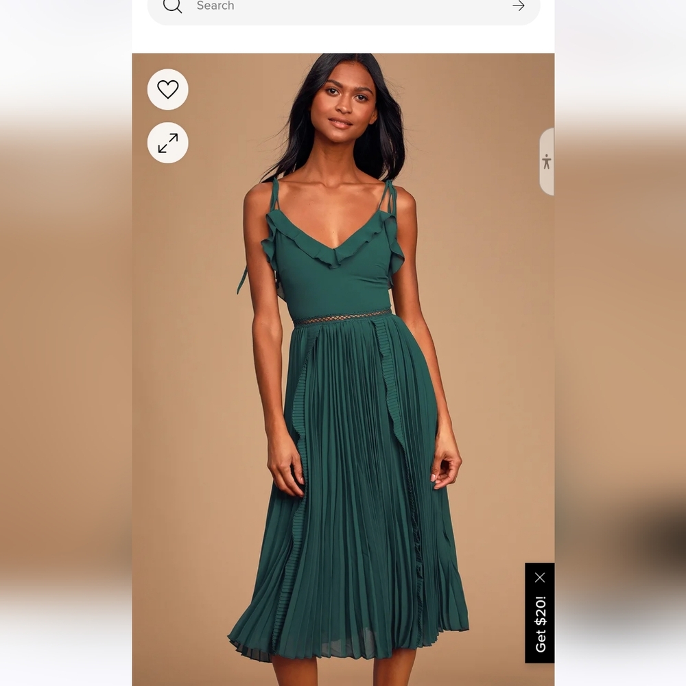 Sale Ends Soon!Lulus Never a Dull Moment Emerald Green Strap Midi dress Size M